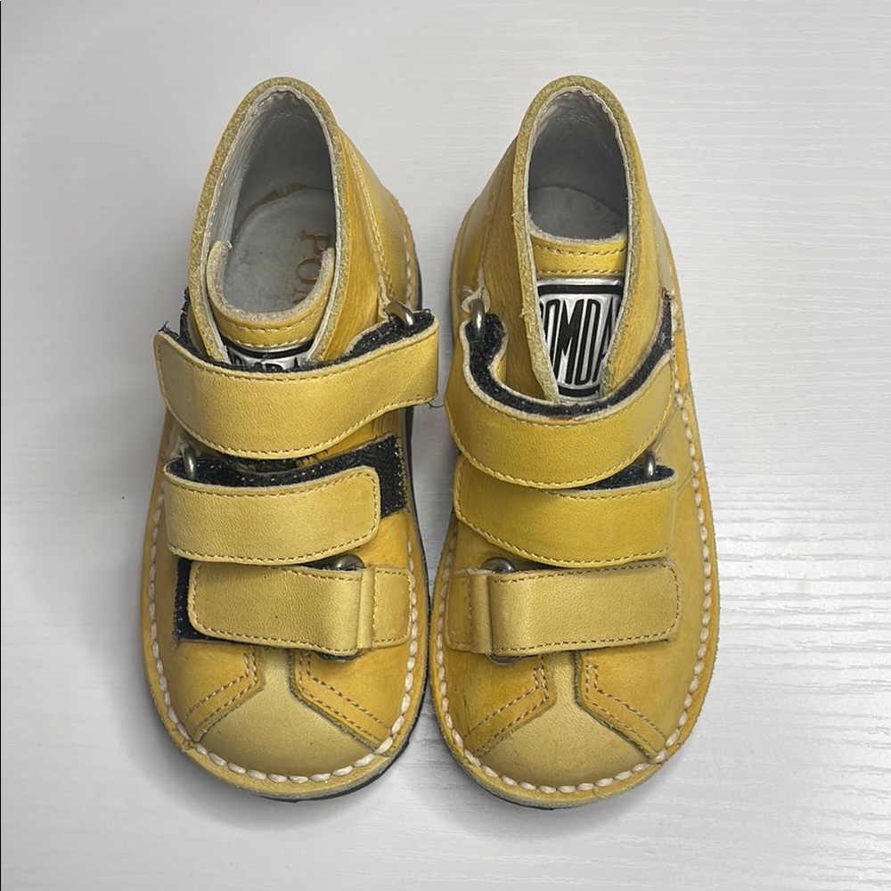Pom D'Api Yellow and Black Boots with Velcro Straps